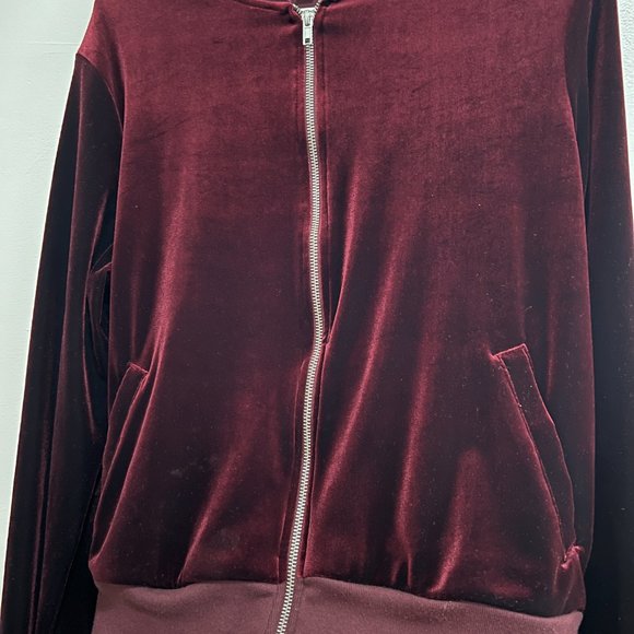 American Apparel Velvet Track Jacket with Pockets Maroon Size Medium - Picture 7 of 15